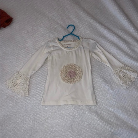 Mustard Pie Cream Long Sleeve Flower Shirt 2T - Picture 1 of 6